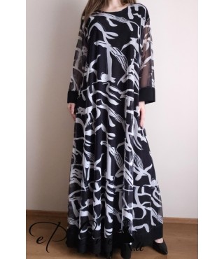 Nauja ilga suknelė su baltu raštu